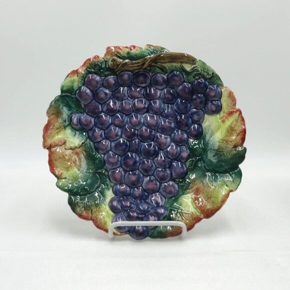 Fitz and Floyd GRAPEVINE Ironstone 10" Wall Plate Grapes Vintage - Picture 2 of 10